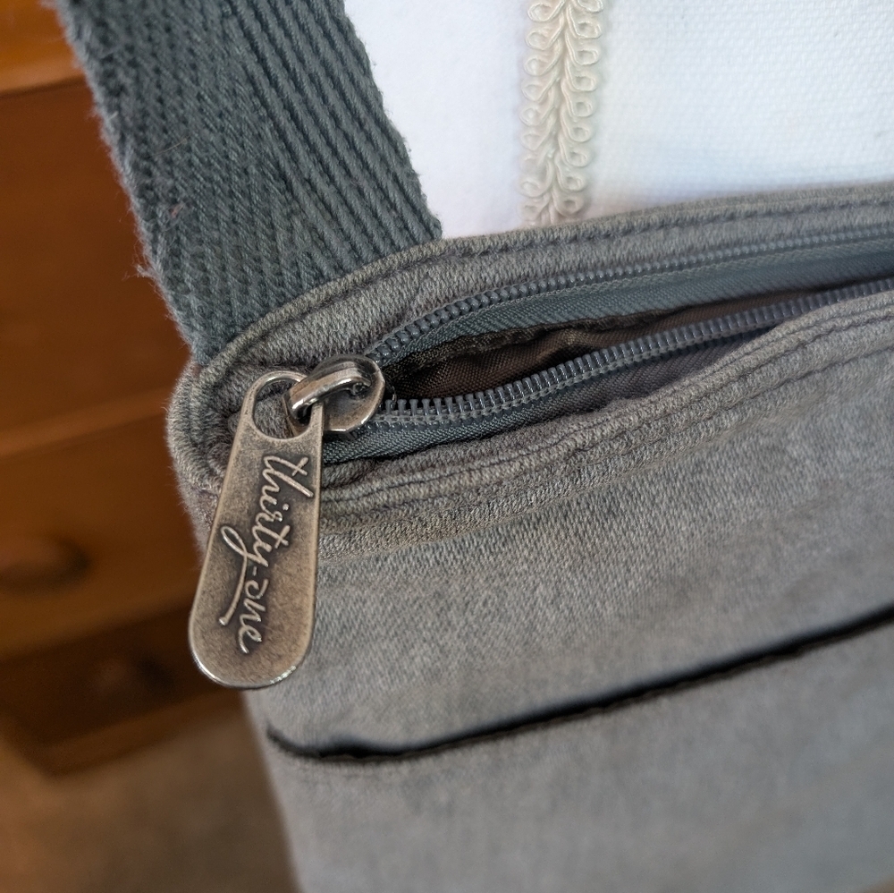 Thirty-One Organizing Crossbody Messenger Bag Purse Heathered Gray - Picture 7 of 10